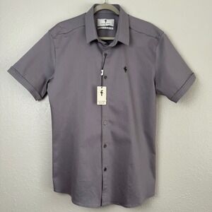 Father Sons gray Stretch Slim Fit Short Sleeve Button Down Shirt XL